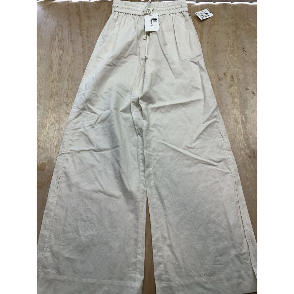 Frame Lounge Pant NWTs $298 Linen Blend Lightweight Wire Leg‎ Crea